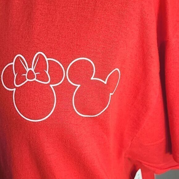 Disney Mickey & Minnie Mouse Shirt, Red with White Lettering, Size XL, NWOT - Picture 3 of 5
